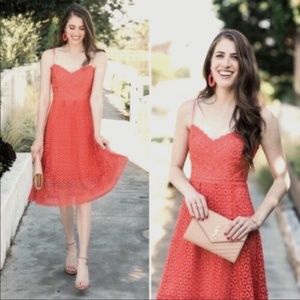 J Crew Coral Lace/eyelet Sundress